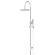 Round 200mm Gooseneck Twin Shower With Single Function Handshower